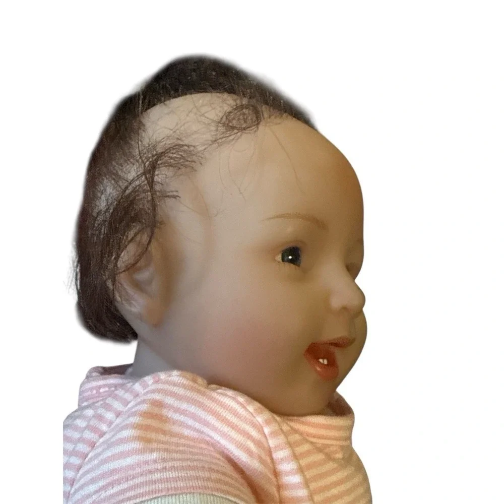 Maria Natali Blick NB Reborn Baby Doll Brown Straight Hair Blue Eyes 2 Teeth‎